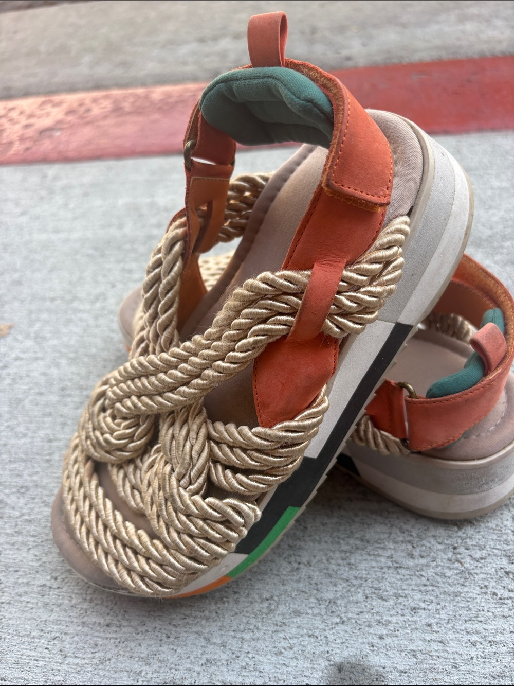 FARM Rio Orange Rope Platform Sandals